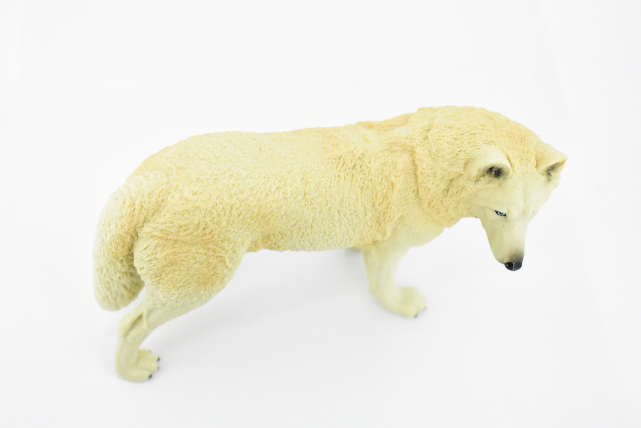 White Wolf, Arctic Timber Wolf, Museum Quality, Hand Painted, Rubber Animal, Educational, Realistic, Figure, Lifelike Figurine, Replica, Gift,      7"     CH390 BB145