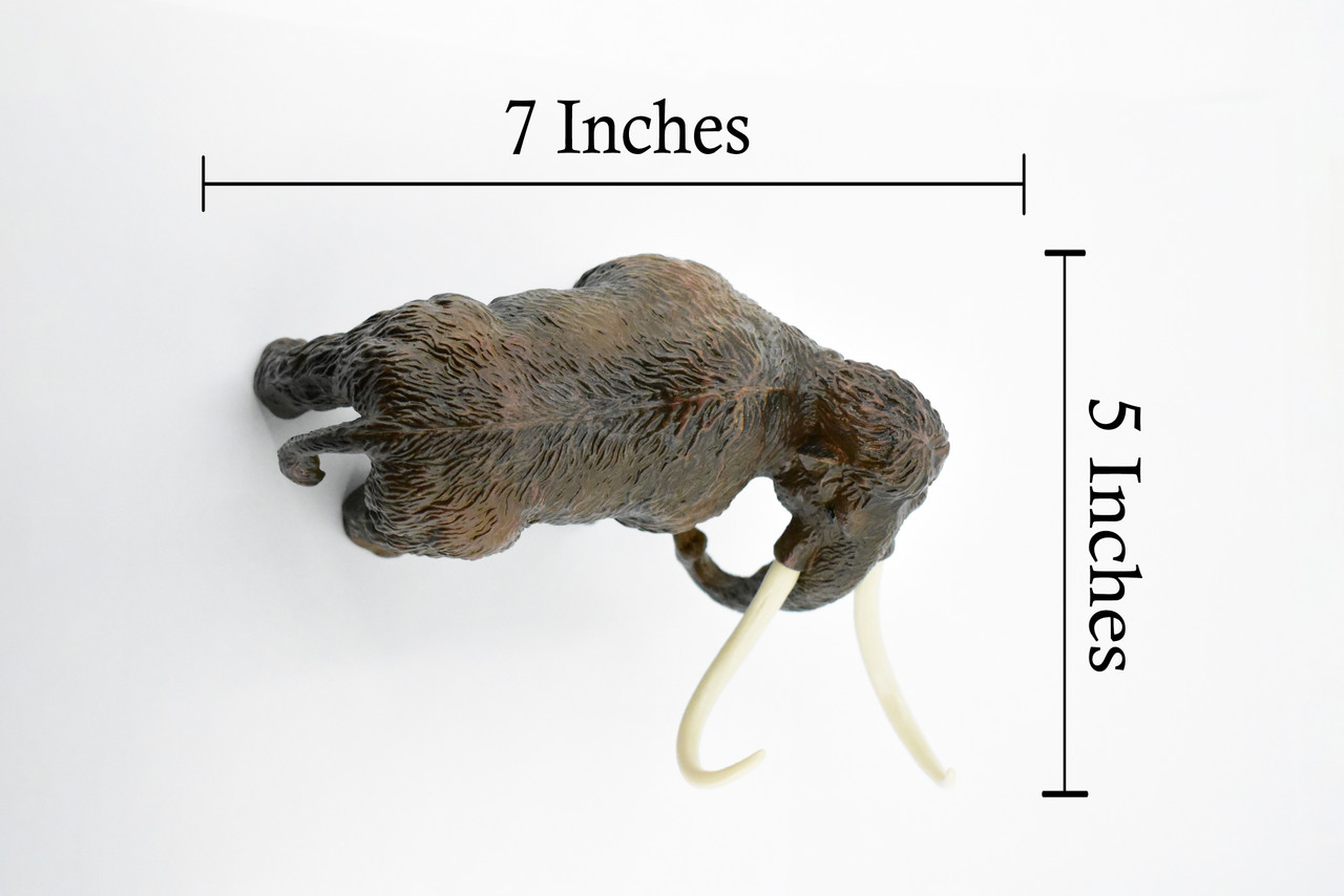 Wooly Mammoth, Prehistoric Mammal, Museum Quality, Rubber Animal, Hand Painted, Realistic Toy Figure, Diorama Model, Kids, Educational,  7 Inches.
