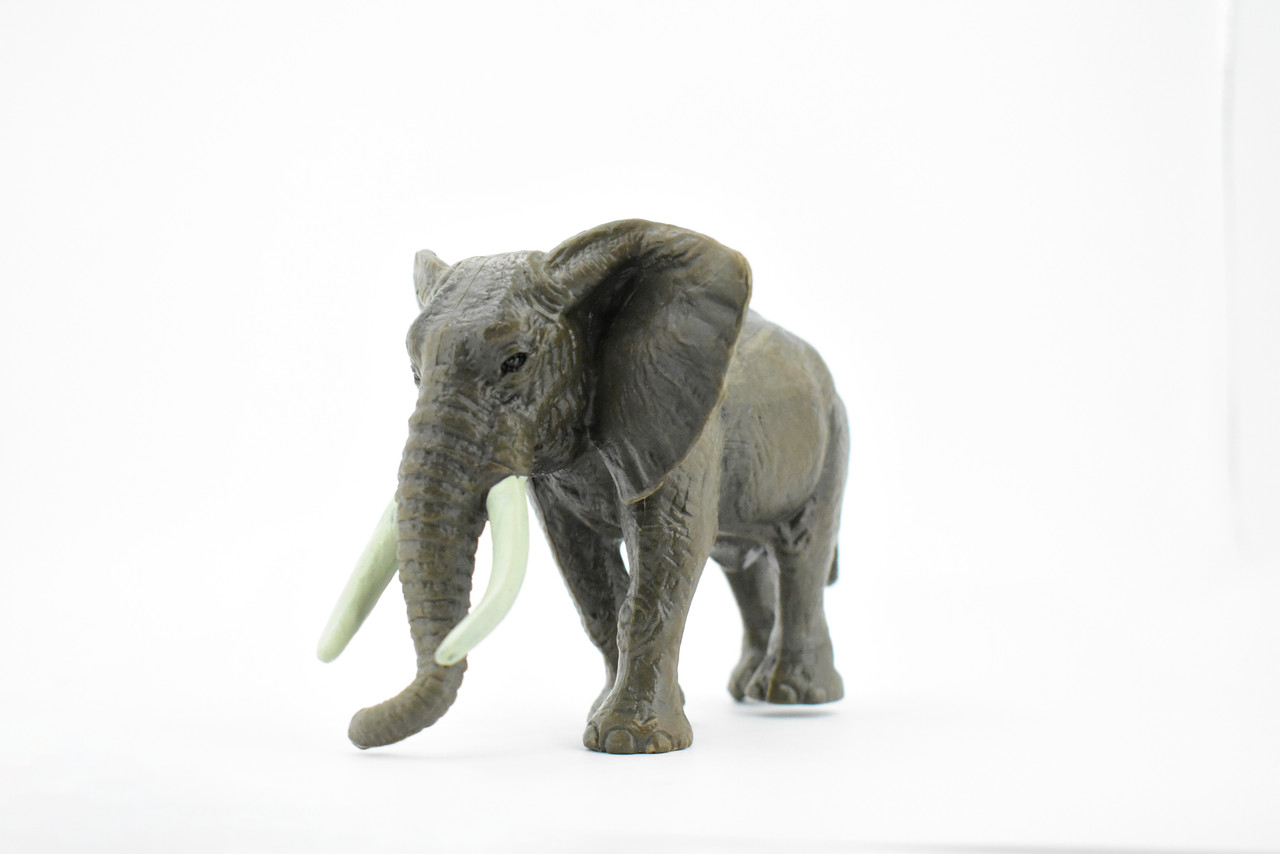 Elephant, African, Bull, Museum Quality, Rubber Animal, Hand Painted, Realistic Toy Figure, Model, Replica, Kids, Educational, Gift,   6"    CH464 BB151