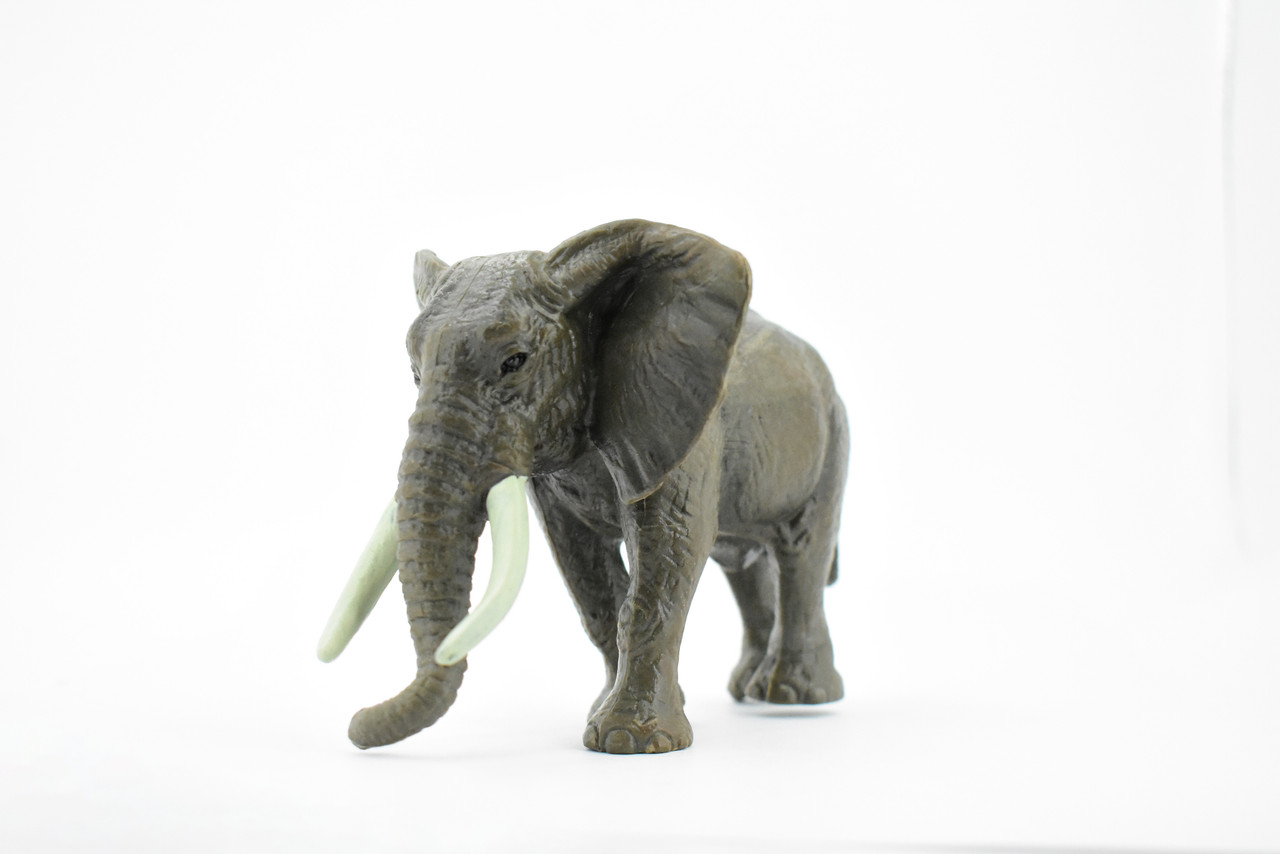 African Elephant, Bull, Loxodonta africana, Museum Quality, Hand Painted, Rubber Animal, Realistic Toy Figure, Model, Kids, Educational,  6 Inches. 