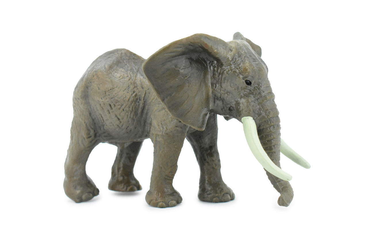 African Elephant, Bull, Loxodonta africana, Museum Quality, Hand Painted, Rubber Animal, Realistic Toy Figure, Model, Kids, Educational,  6 Inches. 