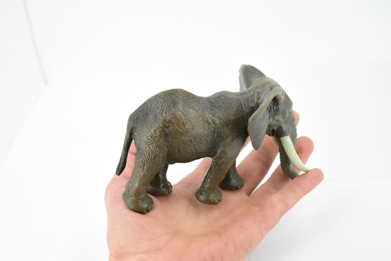 Elephant, African, Bull, Museum Quality, Rubber Animal, Hand Painted, Realistic Toy Figure, Model, Replica, Kids, Educational, Gift,   6"    CH464 BB151