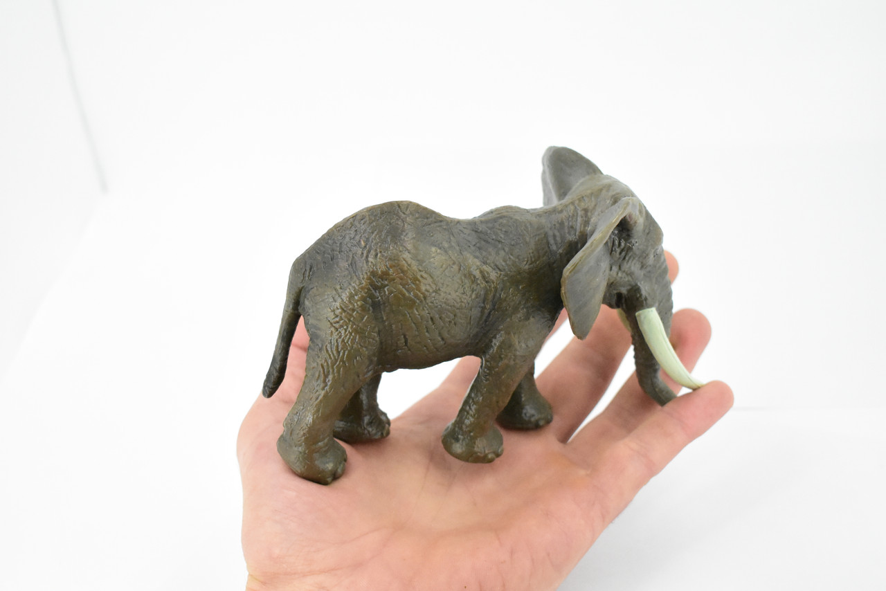 African Elephant, Bull, Loxodonta africana, Museum Quality, Hand Painted, Rubber Animal, Realistic Toy Figure, Model, Kids, Educational,  6 Inches. 