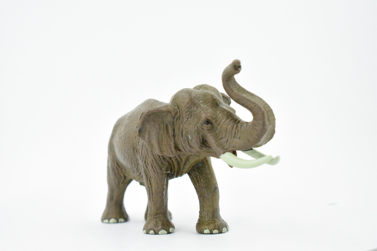 Asian Bull Elephant, Museum Quality, Hand Painted, Educational, Rubber Animal, Realistic Toy Figure, Diorama Model, Kids,  7 Inches.