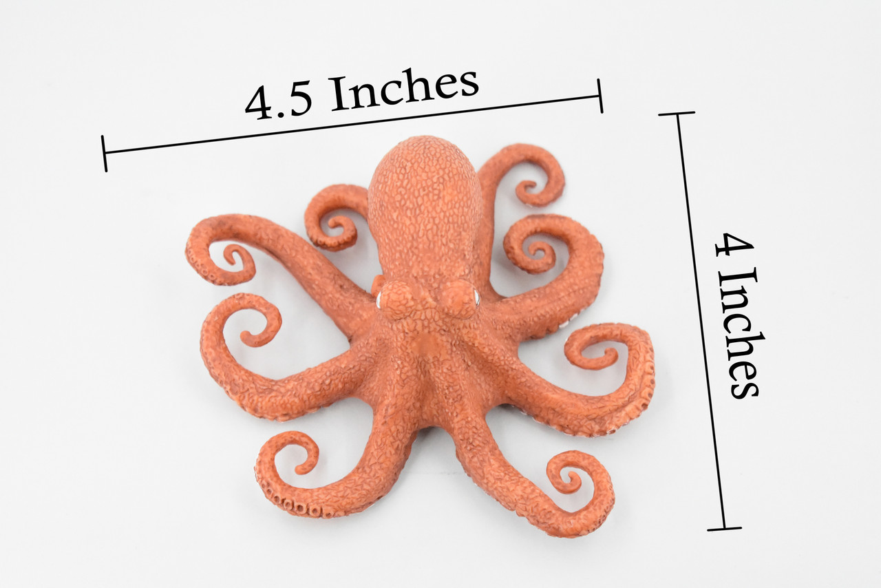 Octopus, Octopodes, Octopoda, Octopi, Ocean, Deep Sea, Rubber Realistic Toy Figure, Model, Replica, Kids, Educational, Gift,     4 1/2"    CH473 BB152