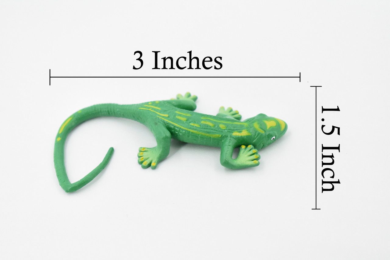 Gecko, Green with Yellow Markings, Lizard, Reptile, Soft Stretchy Rubber Toy, Realistic, Rainforest, Figure, Model, Replica, Kids, Educational, Gift,   5"    F0114 B13