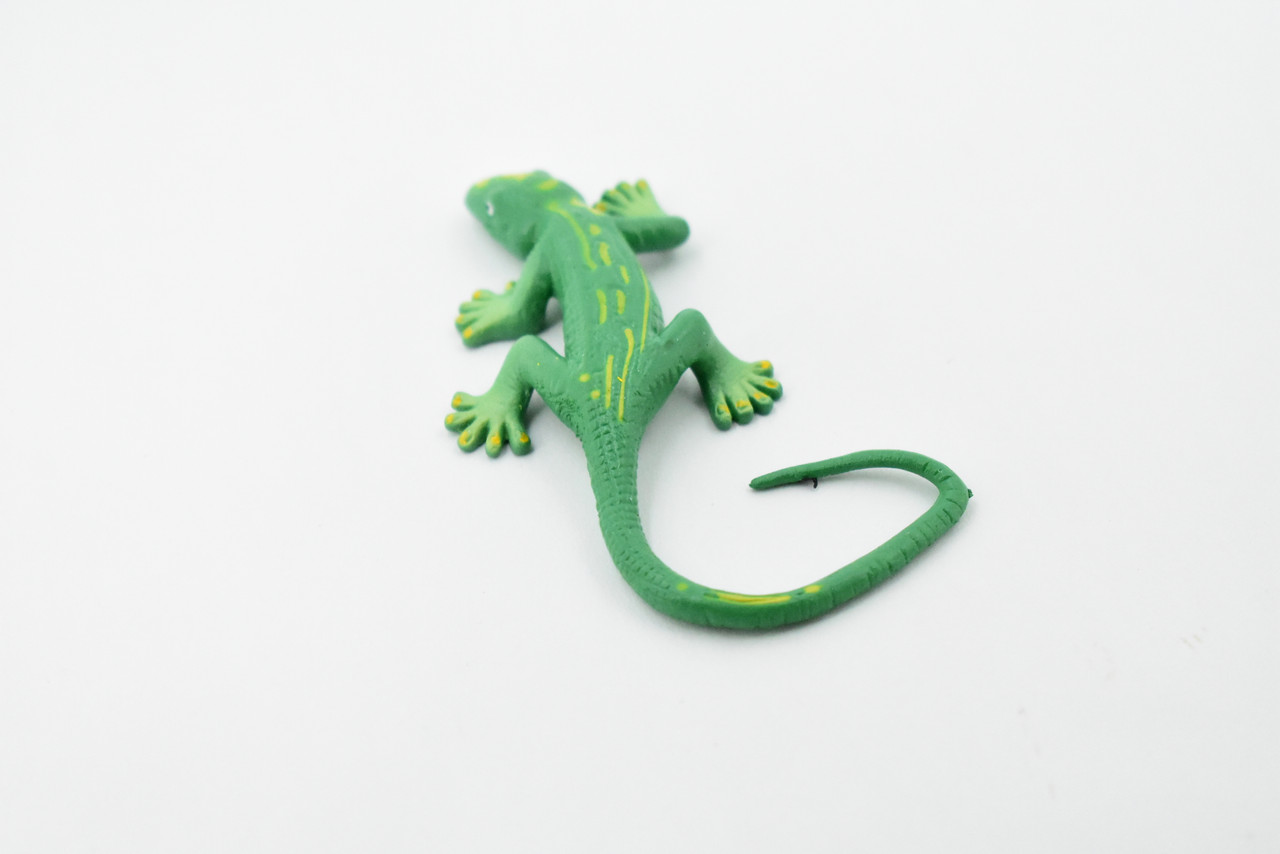 Gecko, Green with Yellow Markings, Lizard, Reptile, Soft Stretchy Rubber Toy, Realistic, Rainforest, Figure, Model, Replica, Kids, Educational, Gift,   5"    F0114 B13