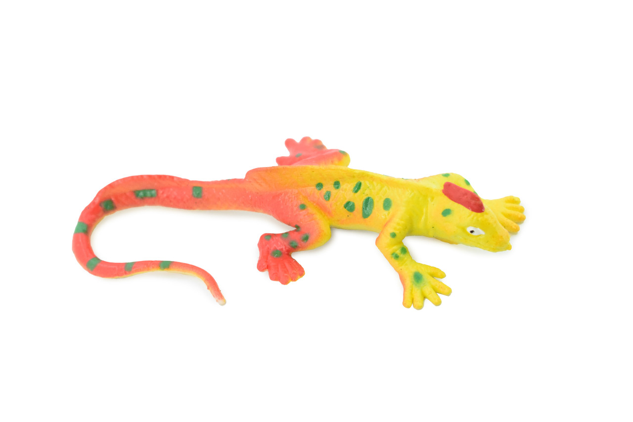 Iguana, Rainbow Iguana Lizard Stretchy Rubber Toy, Realistic, Rainforest, Figure, Model, Replica, Kids, Educational, Gift 3"  F0115 B13