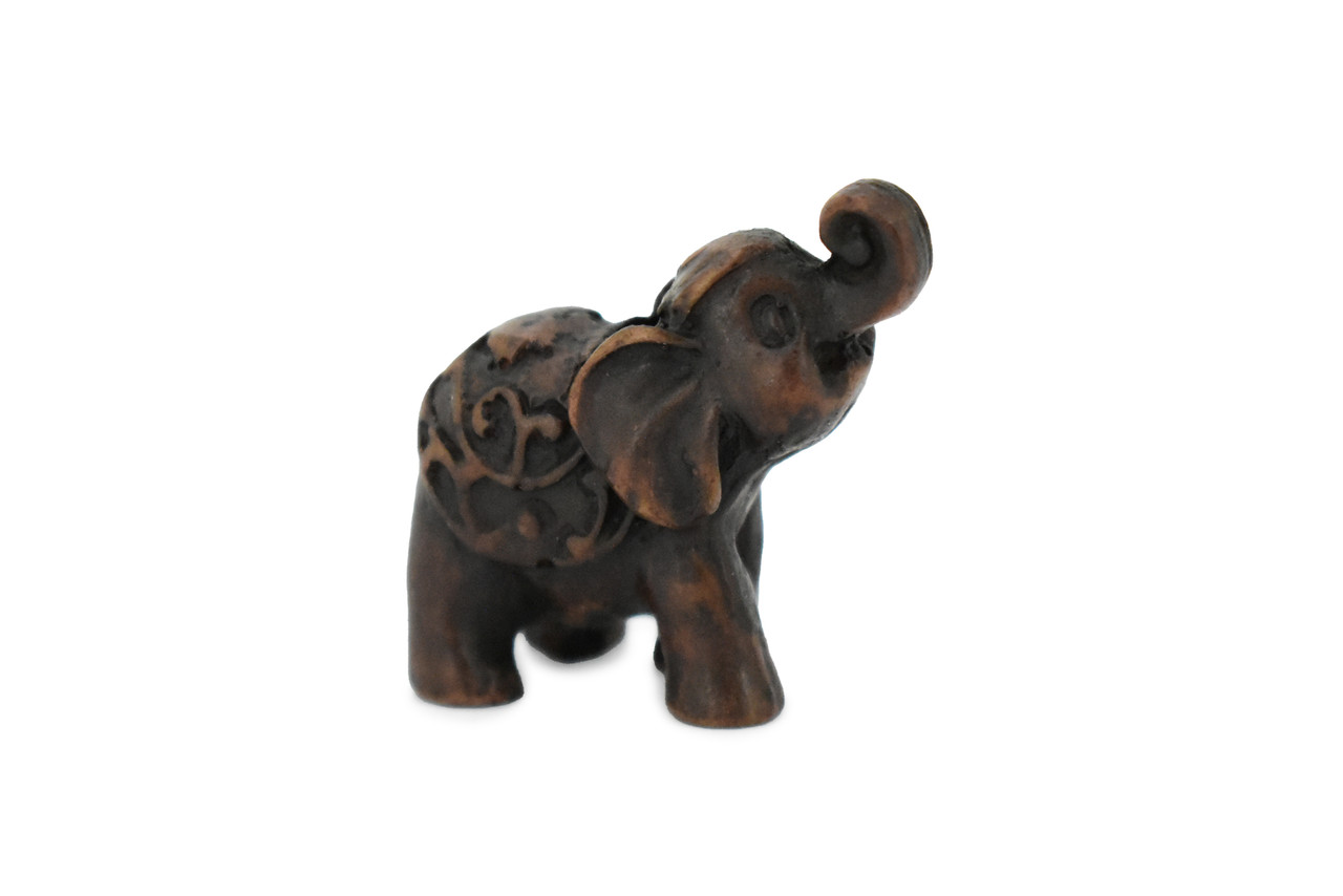 Elephant, Happy, Good Luck, Prosperity, Educational, Realistic Hand Made, Figure, Lifelike Model, Figurine, Replica, Gift,     1"     TH55 BB68