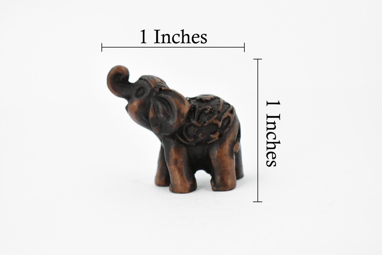 Elephant, Happy, Good Luck, Prosperity, Educational, Realistic Hand Made, Figure, Lifelike Model, Figurine, Replica,  1 Inches.
