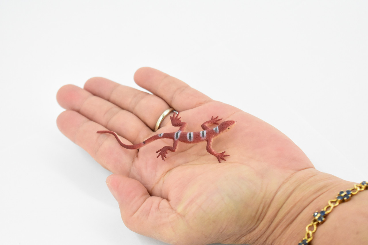 Lizard, Red Striped Lizard, Rubber Reptile Toy, Realistic Figure, Model, Replica, Kids, Educational, Gift,    3" F6063-B380