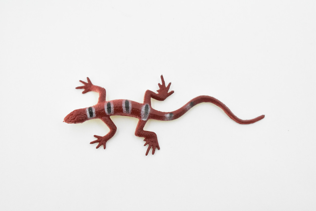 Lizard, Red Striped Lizard, Rubber Reptile Toy, Realistic Figure, Model, Replica, Kids, Educational, Gift,    3" F6063-B380
