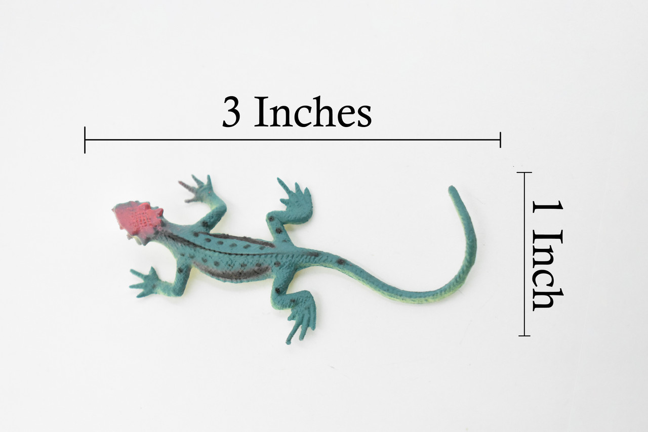 Lizard,  Blue with Red Head, Rubber Reptile Toy, Realistic Figure, Model, Replica, Kids, Educational, Gift,    3"     F6065 B380