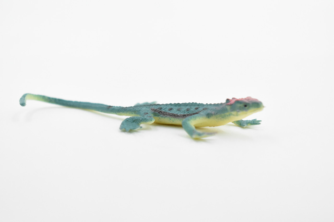 Lizard,  Blue with Red Head, Rubber Reptile Toy, Realistic Figure, Model, Replica, Kids, Educational, Gift,    3"     F6065 B380