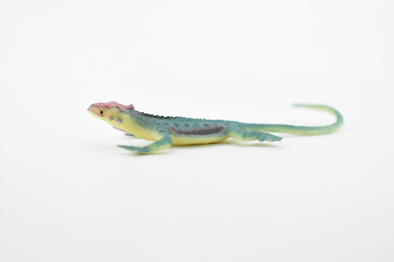 Lizard,  Blue with Red Head, Rubber Reptile Toy, Realistic Figure, Model, Replica, Kids, Educational, Gift,    3"     F6065 B380