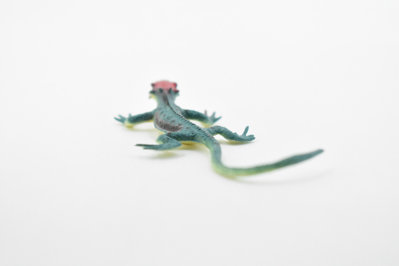 Lizard,  Blue with Red Head, Rubber Reptile Toy, Realistic Figure, Model, Replica, Kids, Educational, Gift,    3"     F6065 B380