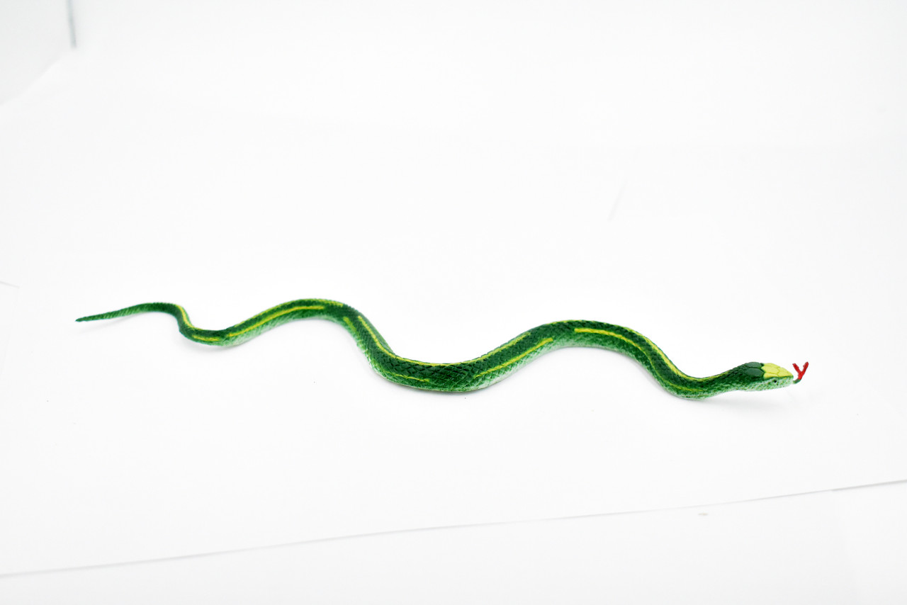 Snake, Garter snake, Green, Rubber Reptile, Educational, Realistic Hand Painted, Figure, Lifelike Model, Figurine, Replica, Gift,      10"       F2087B142