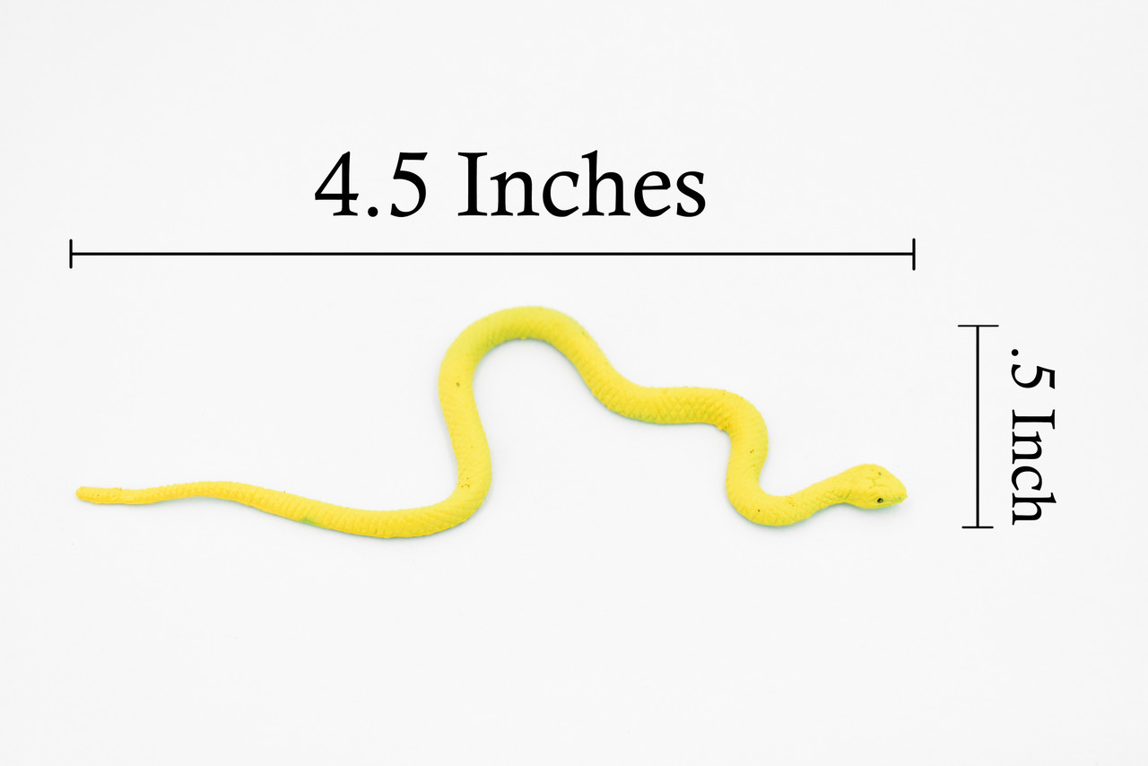 Snake, Yellow, Vine Tree Snake, Rubber Reptile, Educational, Realistic Hand Painted, Figure, Lifelike Model, Figurine, Replica, Gift,       4 1/2"       F2088 B142