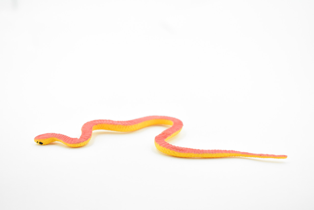 Snake, Yellow, Red Belly, Vine Tree Snake, Rubber Reptile, Educational, Realistic Hand Painted, Figure, Lifelike Model, Figurine, Replica, Gift,       4 1/2"       F2089 B360