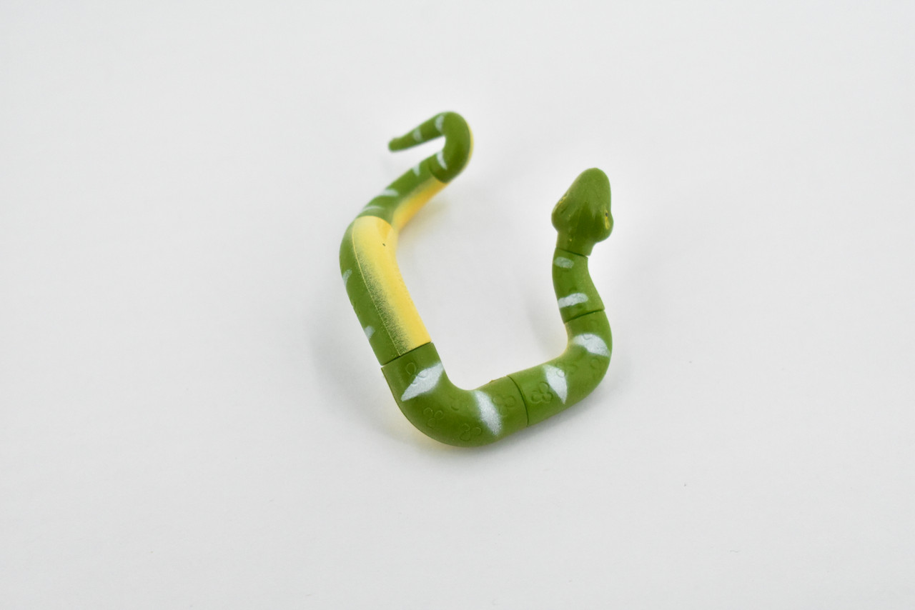 Snake, Green Boa, With Rotating Parts, Plastic Reptile, Educational, Realistic Hand Painted, Figure, Lifelike Model, Figurine, Replica, Gift,    4"      F056 B193