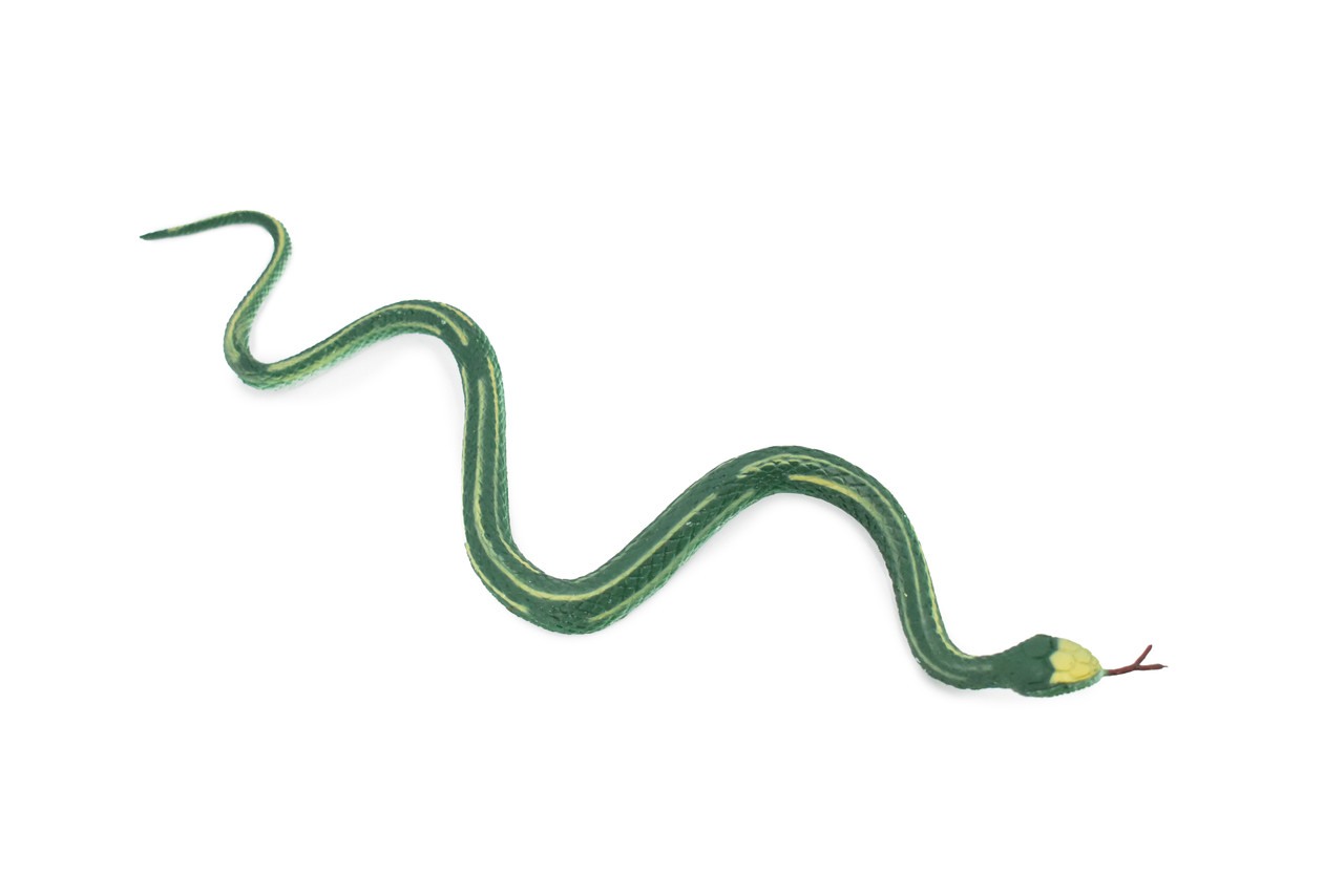 Snake, Green Garter Snake, Rubber Reptile, Educational, Realistic Hand Painted, Figure, Lifelike Model, Figurine, Replica, Gift,      10"     F3595 B363