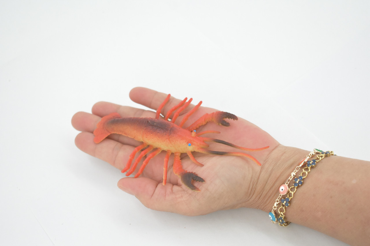 Lobster, Crayfish, Crawdad Design, Orange, Rubber Crustaceans, Educational, Figure, Lifelike, Model, Replica, Gift,     5"      F6002 B377