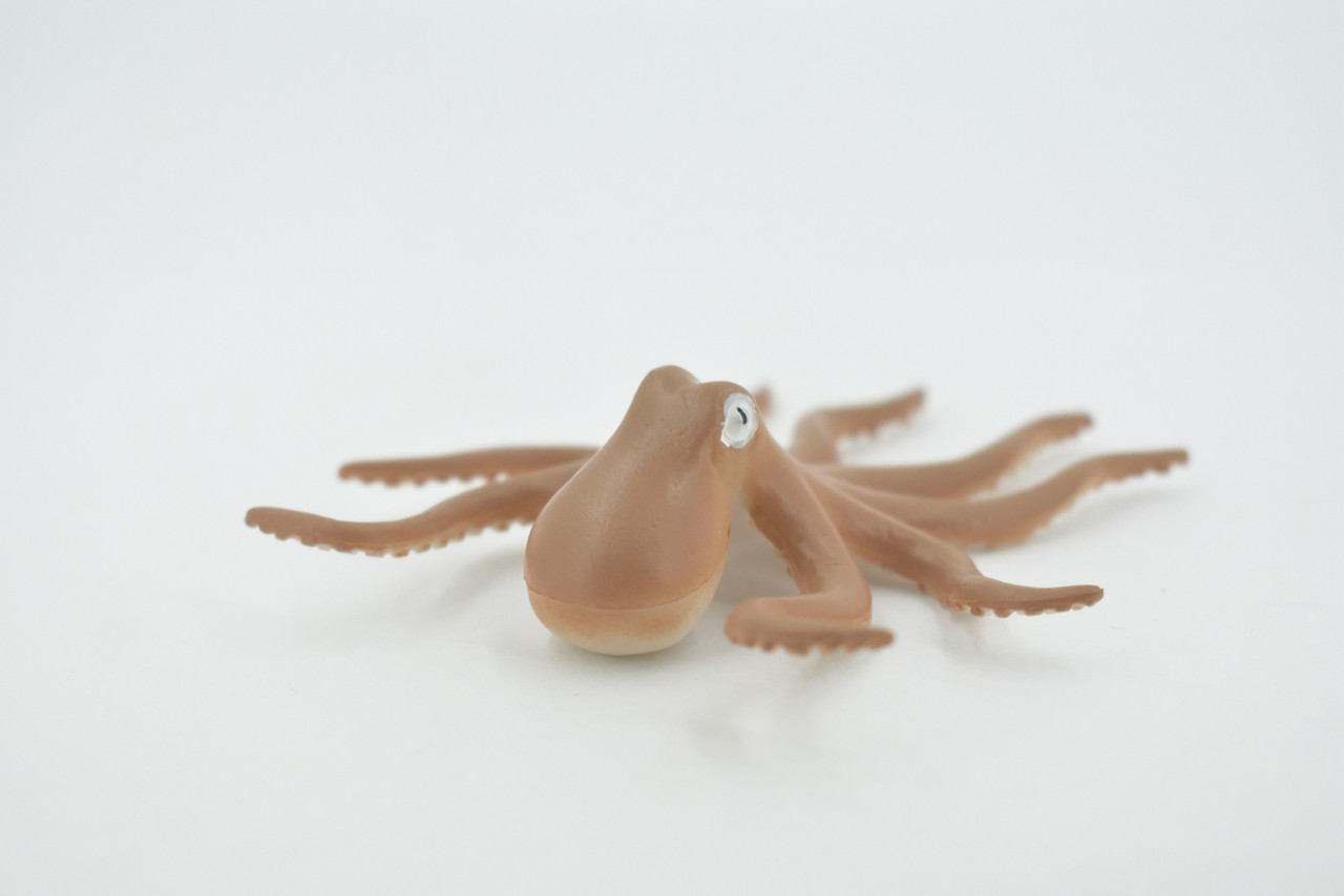 Octopus, Octopuses, Brown, Rubber, Octopodes, Educational, Realistic Hand Painted, Figure, Lifelike Figurine, Replica, Gift,       3 1/2"     F023 B22