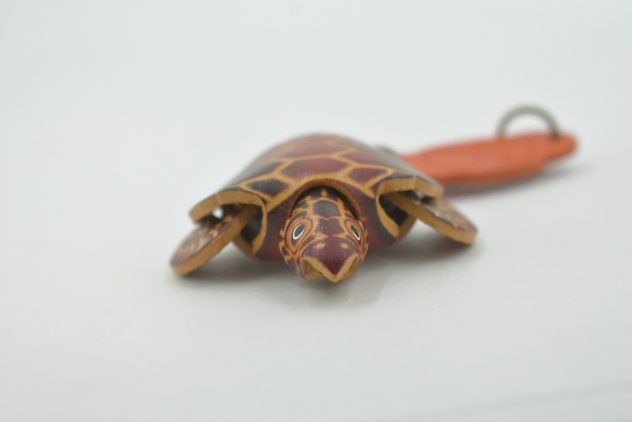 Turtle, Key Chain, Loggerhead, Sea Turtle, Reptiles, Brown, Hand Made, Keychain, Thailand, Key Fob, Keys, Lifelike Model, Gift,     3"      THL01 BB69