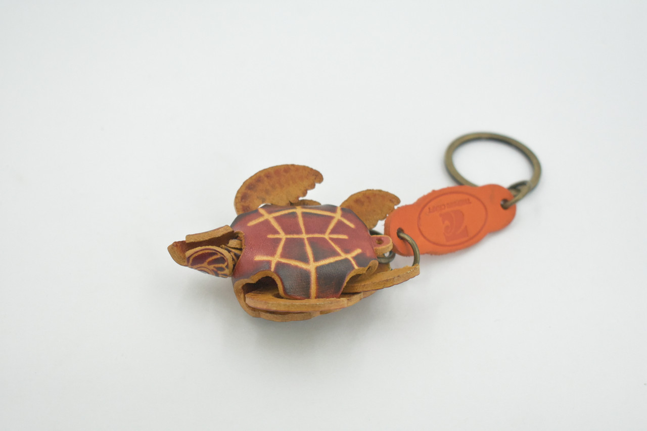Turtle, Key Chain, Loggerhead, Sea Turtle, Reptiles, Brown, Hand Made, Keychain, Thailand, Key Fob, Keys, Lifelike Model, Gift,     3"      THL01 BB69