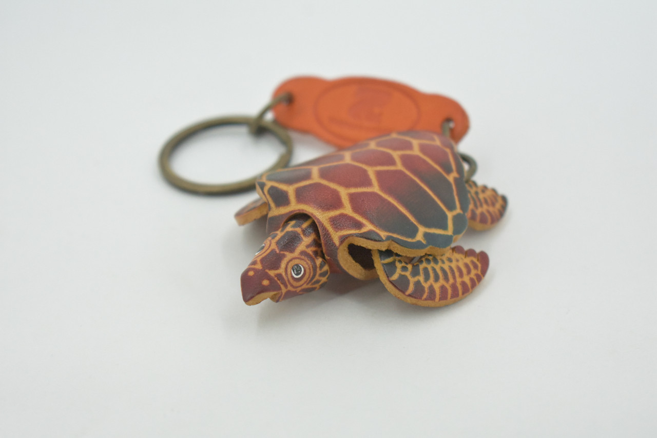 Turtle, Key Chain, Loggerhead, Sea Turtle, Reptiles, Brown, Hand Made, Keychain, Thailand, Key Fob, Keys, Lifelike Model, Gift,     3"      THL01 BB69