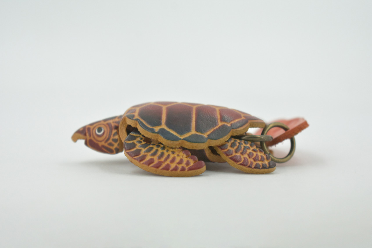 Turtle, Key Chain, Loggerhead, Sea Turtle, Reptiles, Brown, Hand Made, Keychain, Thailand, Key Fob, Keys, Lifelike Model, Gift,     3"      THL01 BB69