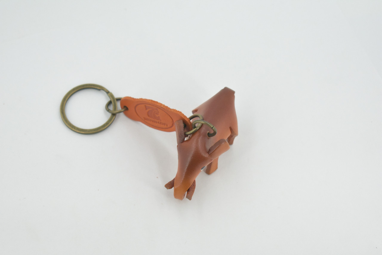 Elephant, Key Chain, Leather, Asian Elephant, Animal, Brown, Hand Made, Keychain, Thailand, Key Fob, Keys, Lifelike Model, Gift,     3"     THL03 BB69