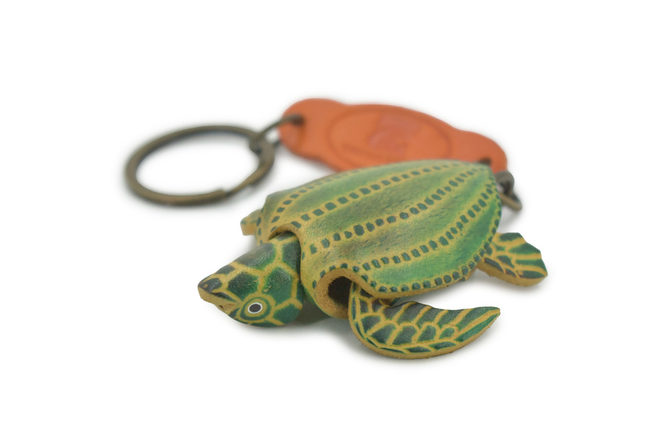 Turtle, Key Chain, Leather Back, Sea Turtle, Reptiles, Green, Hand Made, Keychain, Thailand, Key Fob, Keys, Lifelike Model, Gift,     3"     THL05 BB69
