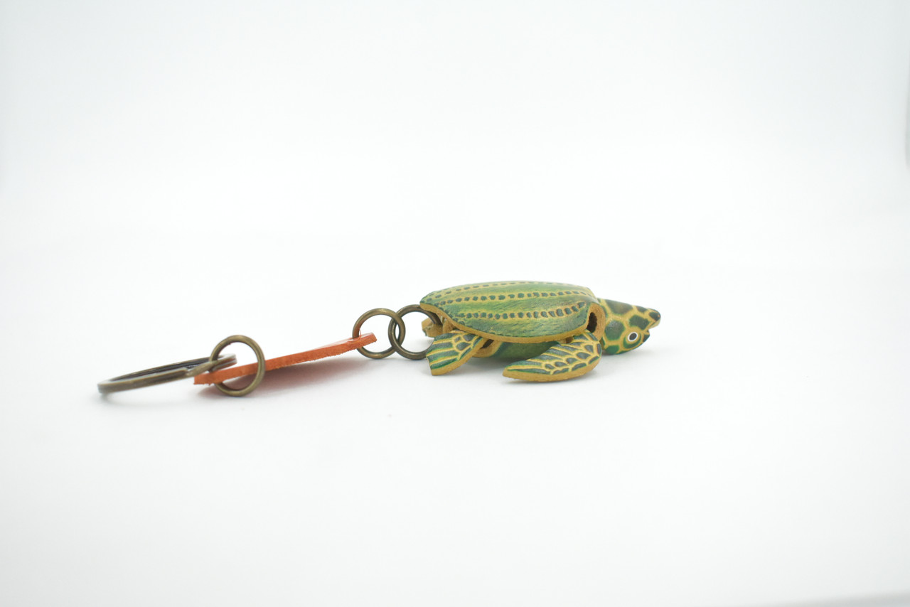 Turtle, Key Chain, Leather Back, Sea Turtle, Reptiles, Green, Hand Made, Keychain, Thailand, Key Fob, Keys, Lifelike Model, Gift,     3"     THL05 BB69