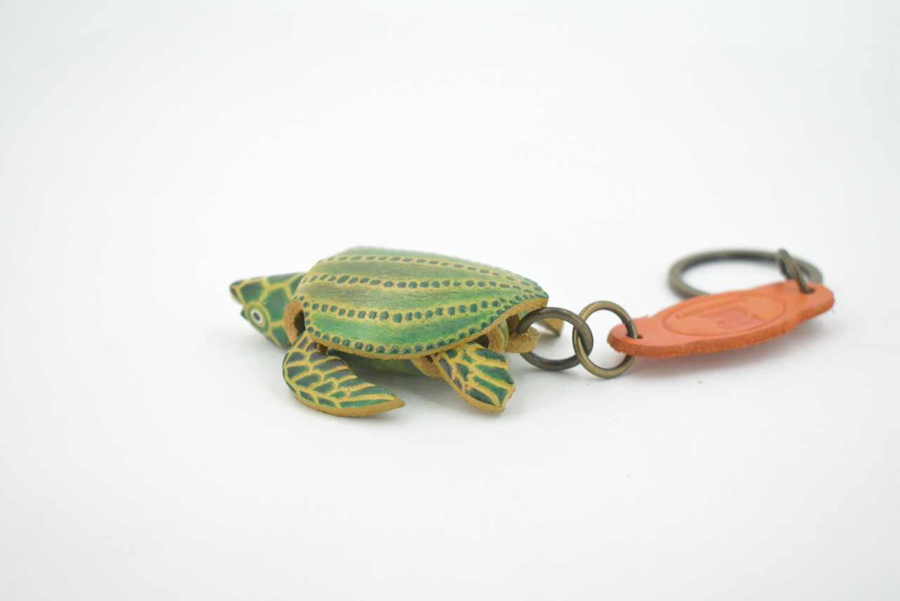 Turtle, Key Chain, Leather Back, Sea Turtle, Reptiles, Green, Hand Made, Keychain, Thailand, Key Fob, Keys, Lifelike Model, Gift,     3"     THL05 BB69