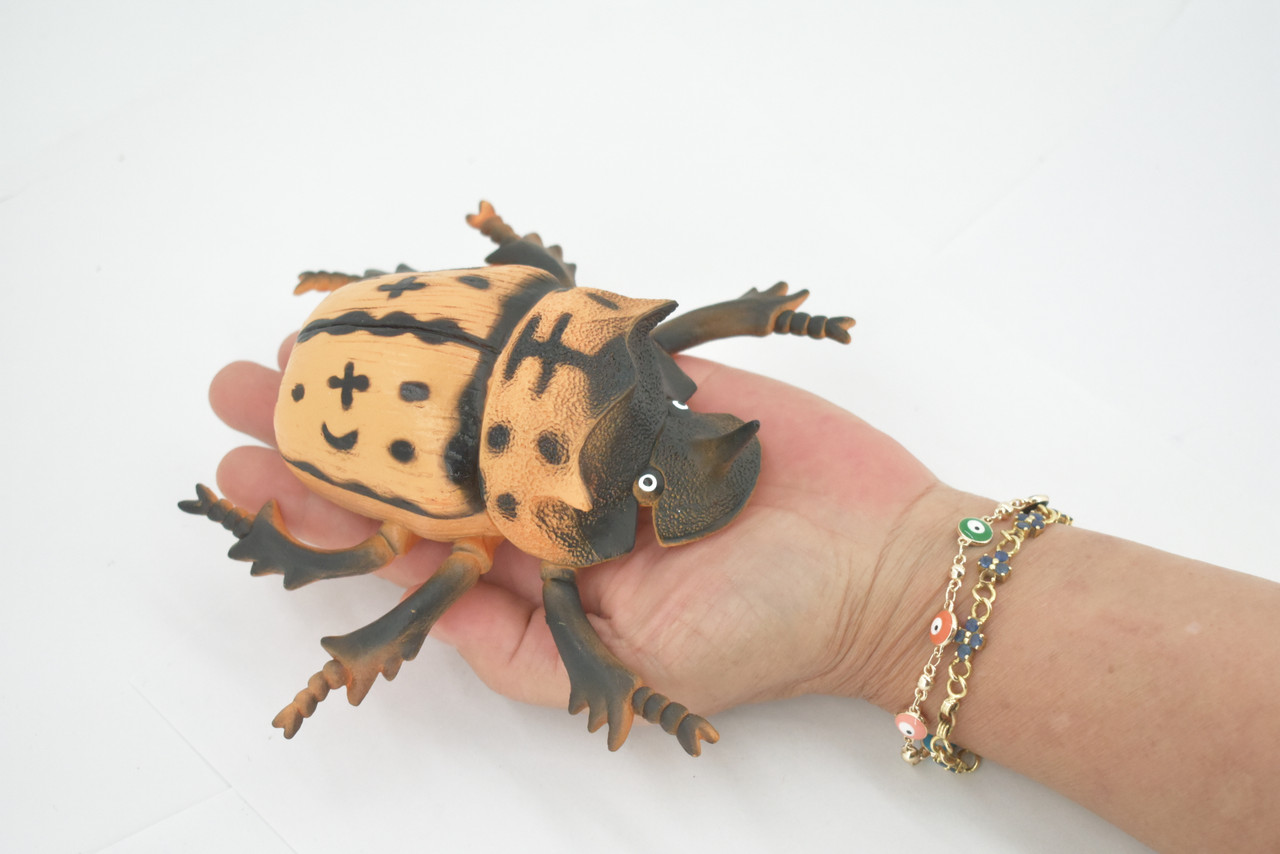 Beetle, Horned Rhino Beetle, Dynastinae, Rubber Insect, Educational, Toy, Kids, Realistic Figure, Lifelike Model, Figurine, Replica, Gift, 