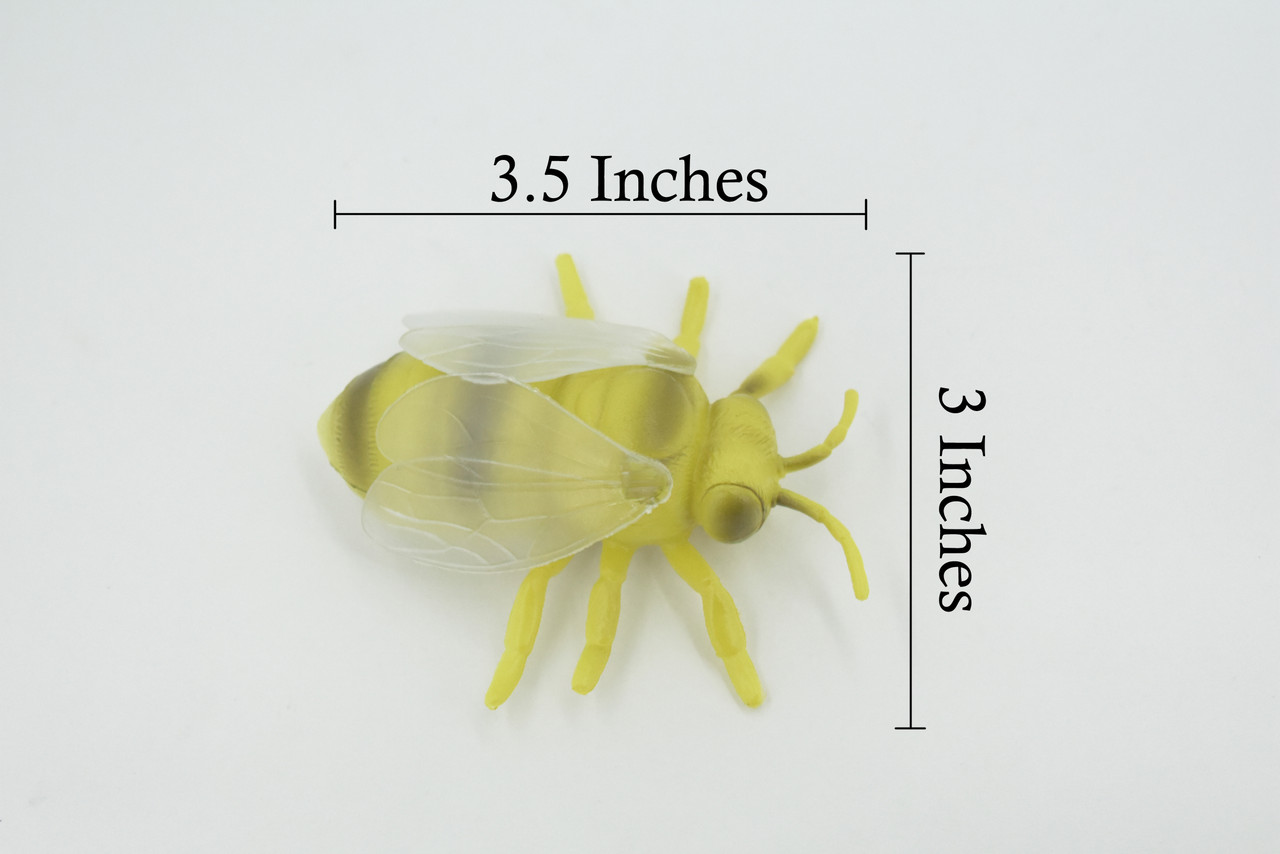 Bee, Bumblebee, Solid Rubber Insect, Educational, Toy, Kids, Realistic Figure, Lifelike Model, Figurine, Replica, 