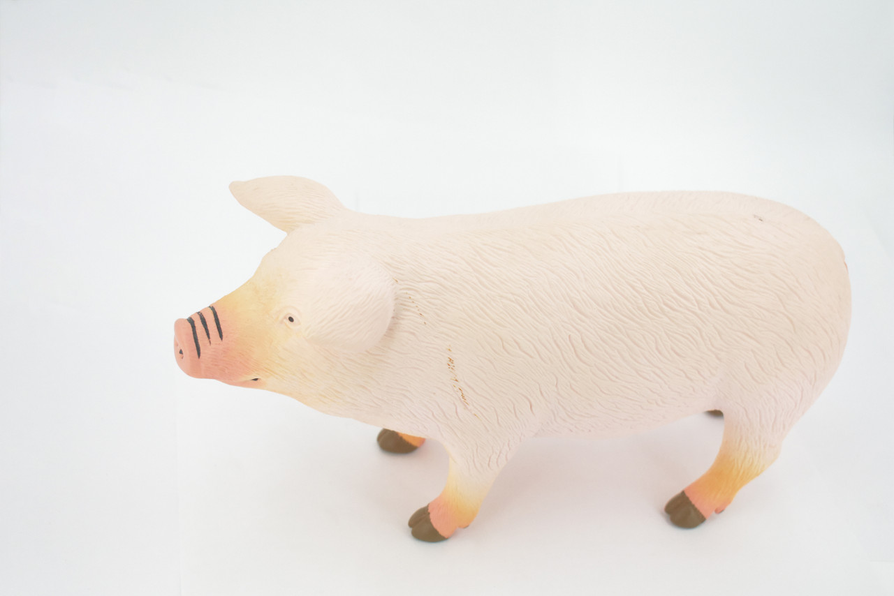 Pig, Hog, Swine, Domestic pig, Very Large, Soft Rubber Animal, Educational, Toy, Kids, Realistic Figure, Lifelike Model, Figurine, Replica, Gift,      11"     ABC18 BB300