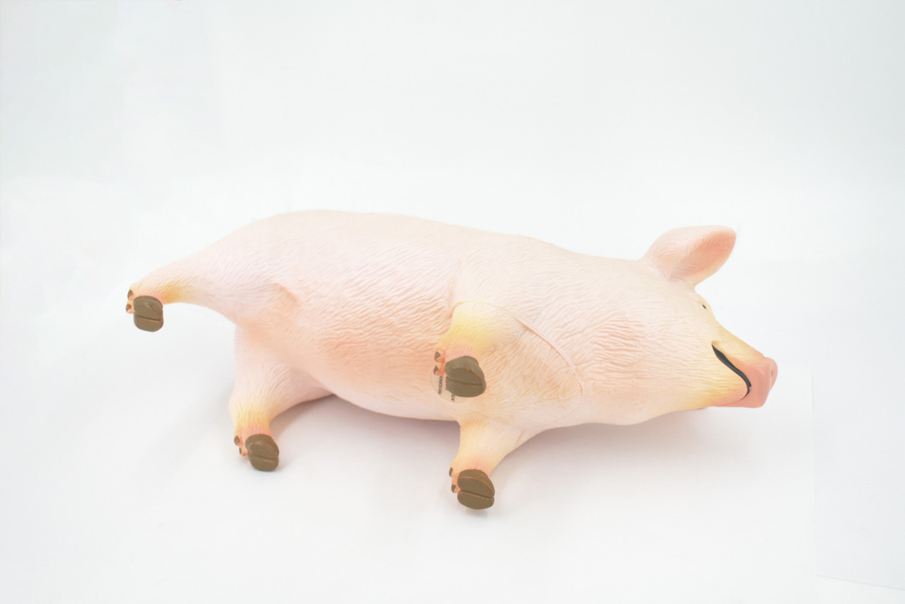 Pig, Hog, Swine, Domestic pig, Very Large, Soft Rubber Animal, Educational, Toy, Kids, Realistic Figure, Lifelike Model, Figurine, Replica, Gift,      11"     ABC18 BB300