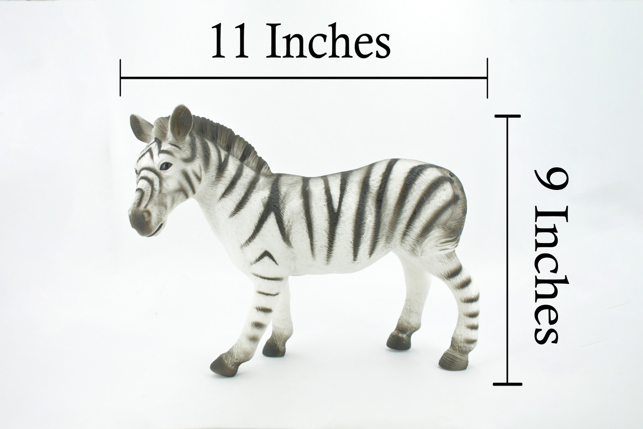 Zebra, Very Large, Soft Rubber Animal, Educational, Toy, Kids, Realistic Figure, Lifelike Model, Figurine, Replica, Gift,      11"     ABC19 BB300