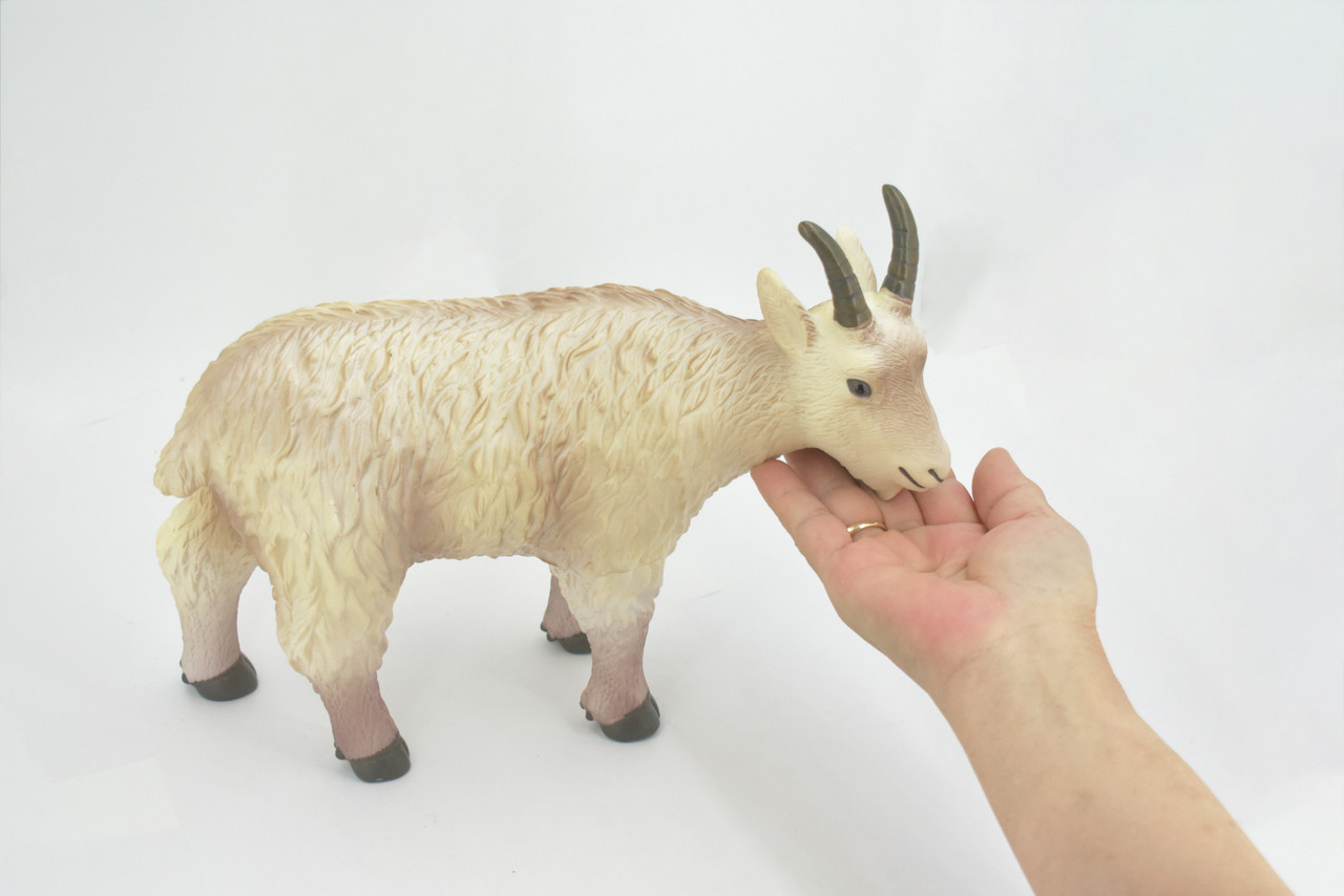 Goat, Domestic Goat, Very Large, Soft Rubber Animal, Hand Painted, Educational, Toy, Kids, Realistic Figure, Lifelike Model, Figurine, Replica, Gift,    11"   ABC21 BB301