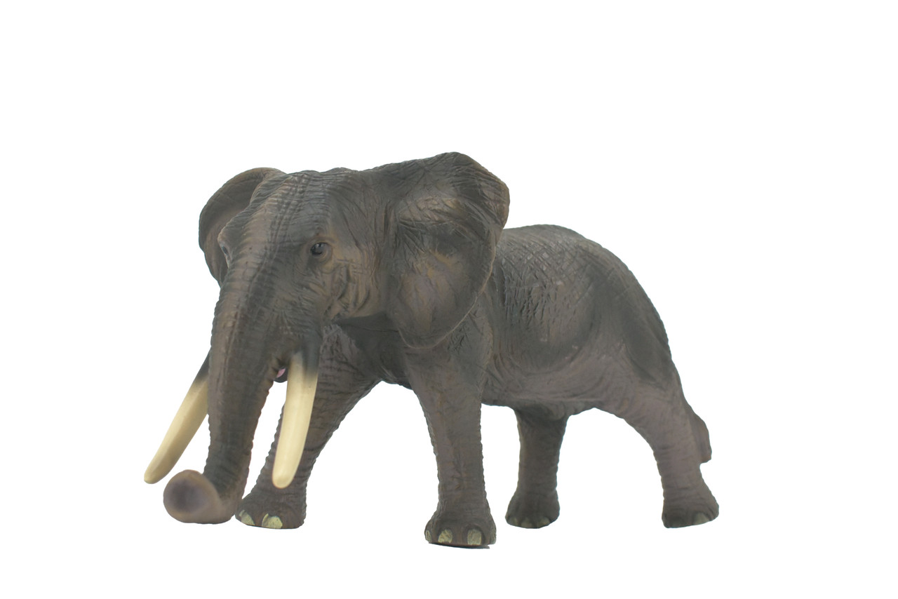 Elephant, African, Very Large, Soft Rubber Animal, Hand Painted, Educational, Toy, Kids, Realistic Figure, Lifelike Model, Figurine, Replica, Gift,    13"   ABC22 BB301