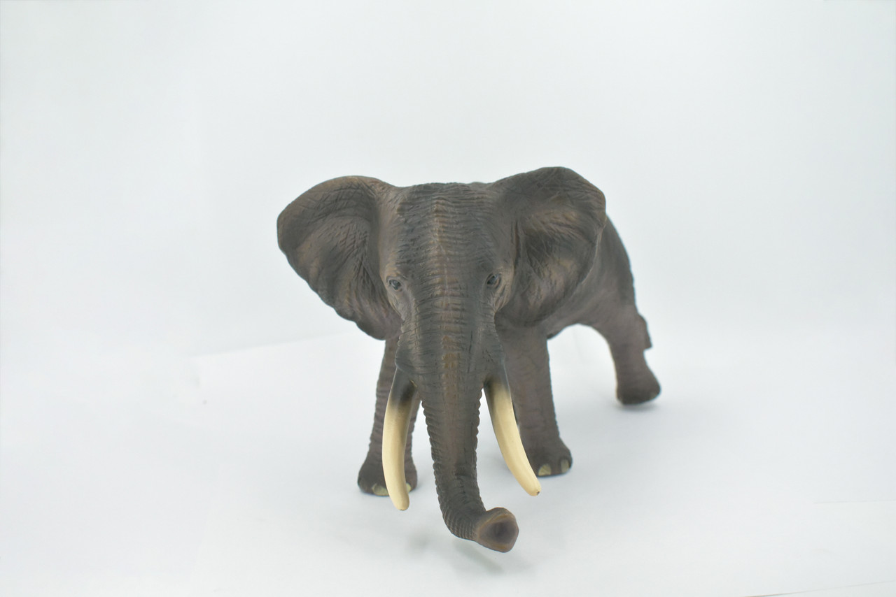 Elephant, African, Very Large, Soft Rubber Animal, Hand Painted, Educational, Toy, Kids, Realistic Figure, Lifelike Model, Figurine, Replica, Gift,    13"   ABC22 BB301