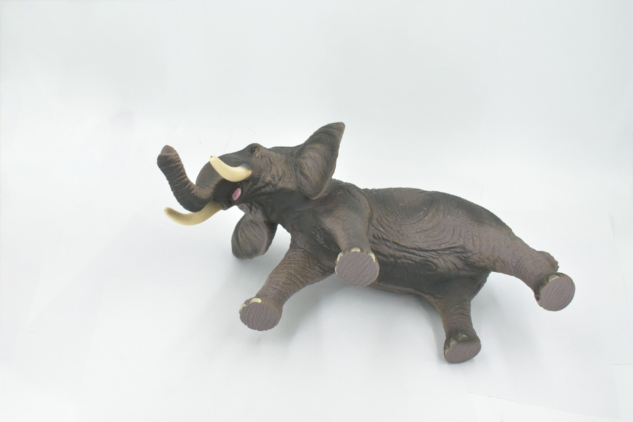 Elephant, African, Very Large, Soft Rubber Animal, Hand Painted, Educational, Toy, Kids, Realistic Figure, Lifelike Model, Figurine, Replica, Gift,    13"   ABC22 BB301