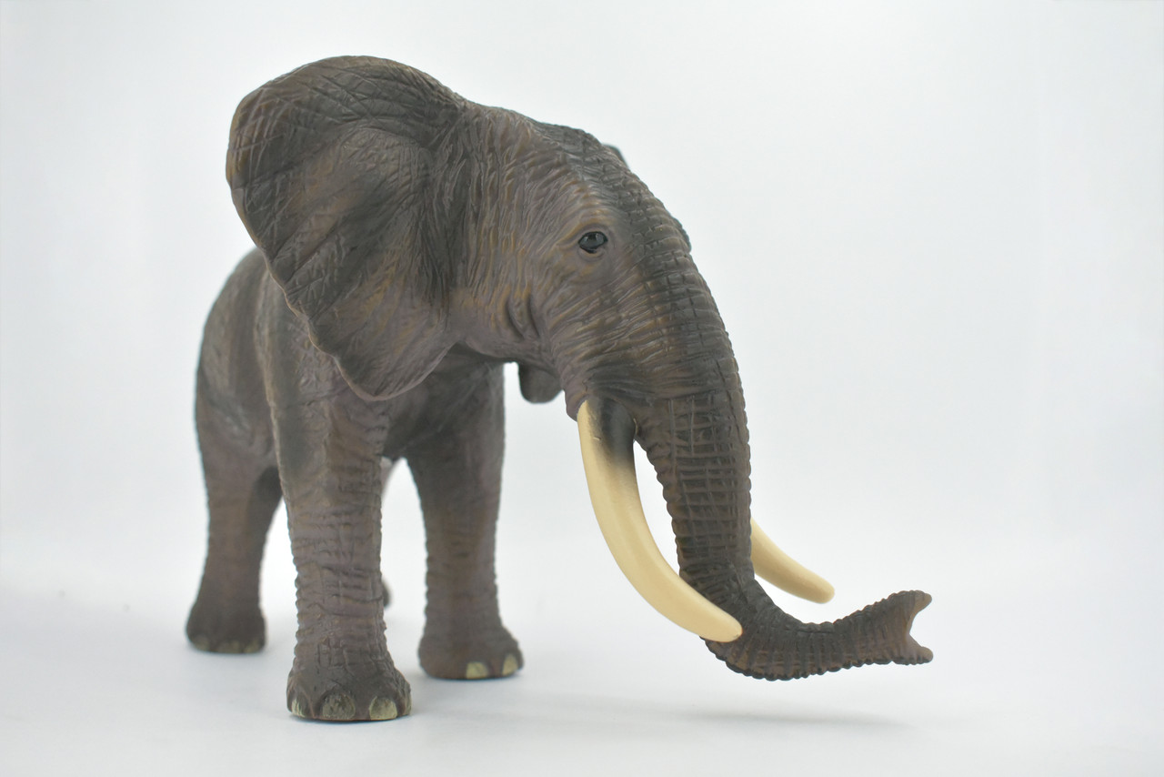 Elephant, African, Very Large, Soft Rubber Animal, Hand Painted, Educational, Toy, Kids, Realistic Figure, Lifelike Model, Figurine, Replica, Gift,    13"   ABC22 BB301