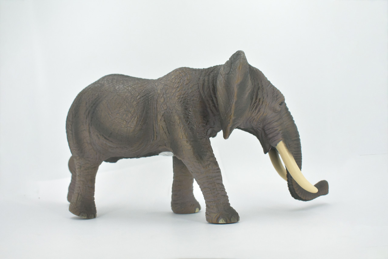 Elephant, African, Very Large, Soft Rubber Animal, Hand Painted, Educational, Toy, Kids, Realistic Figure, Lifelike Model, Figurine, Replica, Gift,    13"   ABC22 BB301
