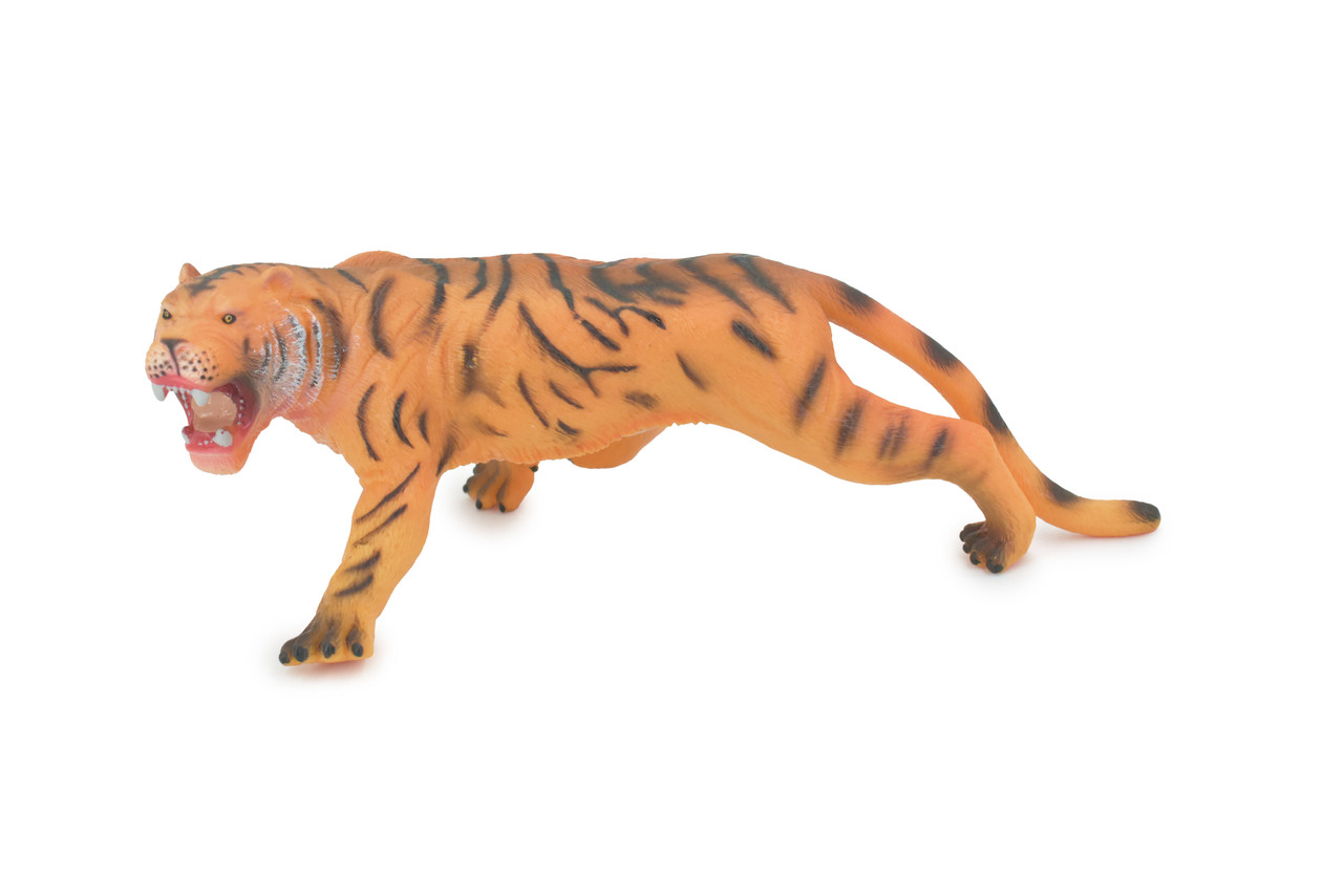 Tiger, Cat, Asian, Very Large, Soft Rubber Animal, Hand Painted, Educational, Toy, Kids, Realistic Figure, Lifelike Model, Figurine, Replica, Gift,    15"   ABC23 BB302