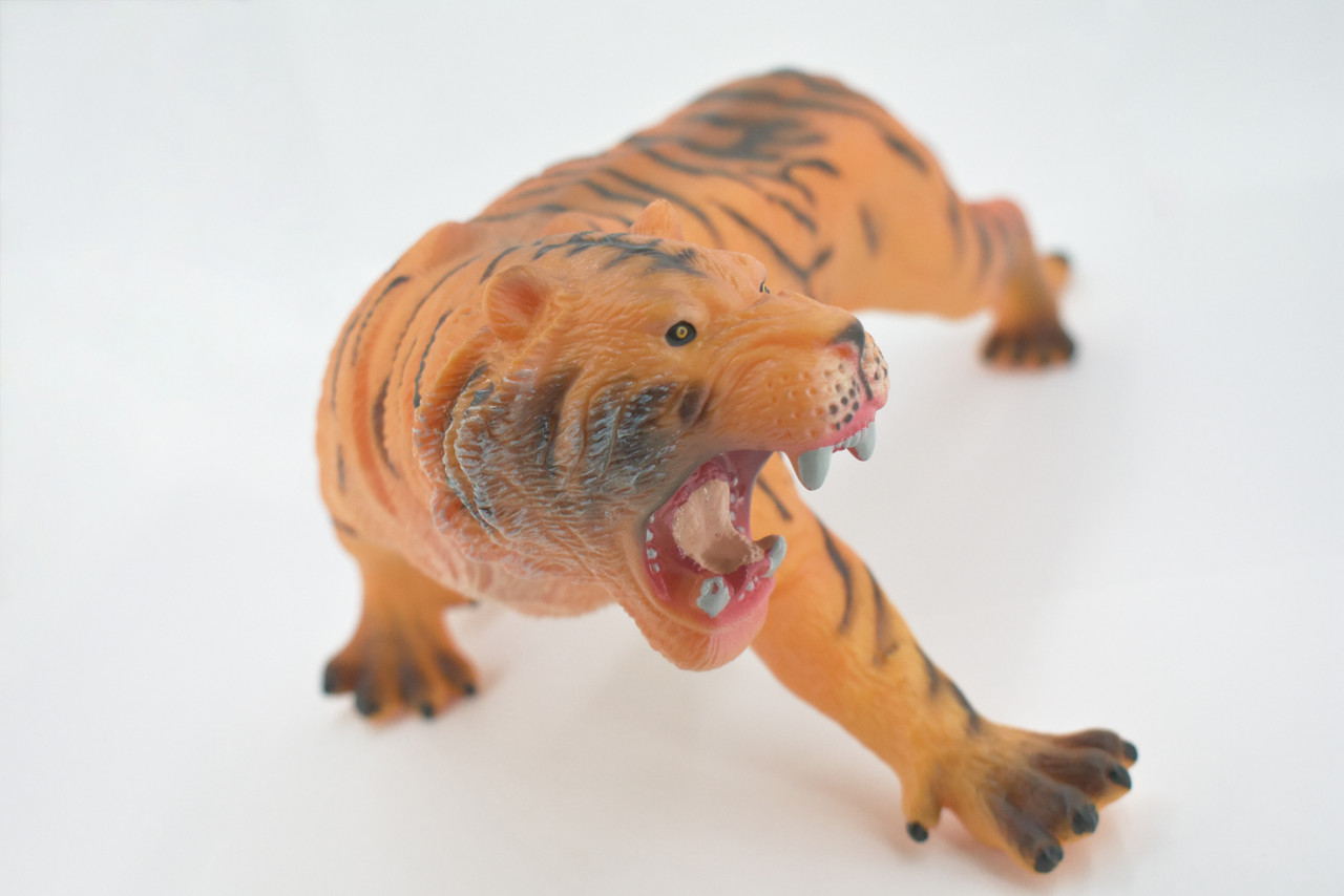 Tiger, Cat, Asian, Very Large, Soft Rubber Animal, Hand Painted, Educational, Toy, Kids, Realistic Figure, Lifelike Model, Figurine, Replica, Gift,    15"   ABC23 BB302