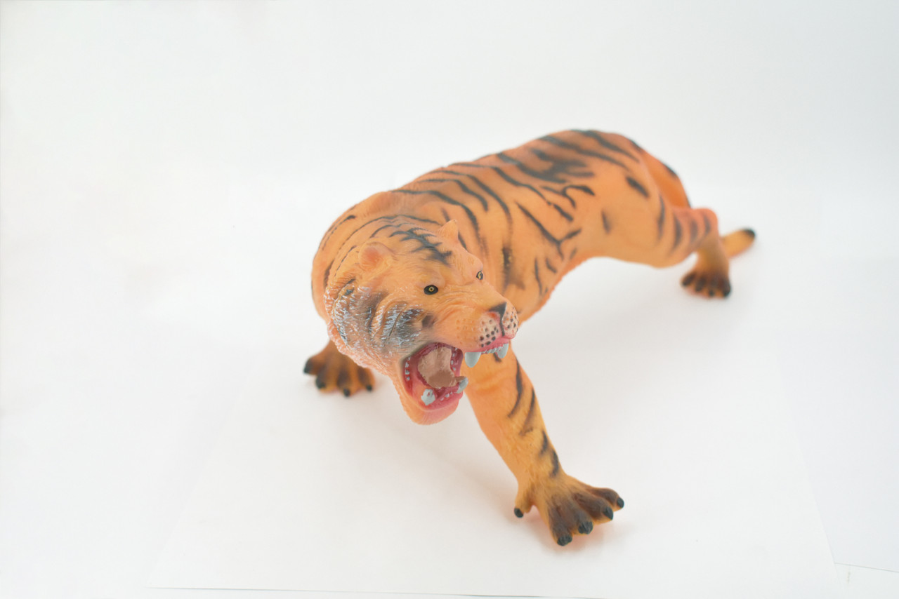 Tiger, Cat, Asian, Very Large, Soft Rubber Animal, Hand Painted, Educational, Toy, Kids, Realistic Figure, Lifelike Model, Figurine, Replica, Gift,    15"   ABC23 BB302