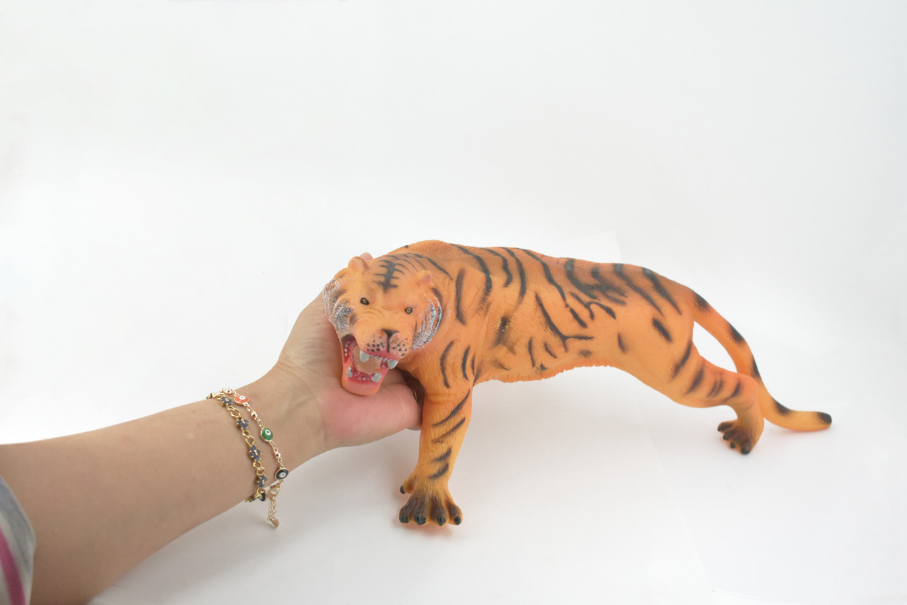 Tiger, Cat, Asian, Very Large, Soft Rubber Animal, Hand Painted, Educational, Toy, Kids, Realistic Figure, Lifelike Model, Figurine, Replica, Gift,